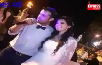 Atif Aslam Performing with Sara Bharwana at His Valima