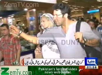 Wasim Akram Brings His Fiance Shaniera to Pakistan